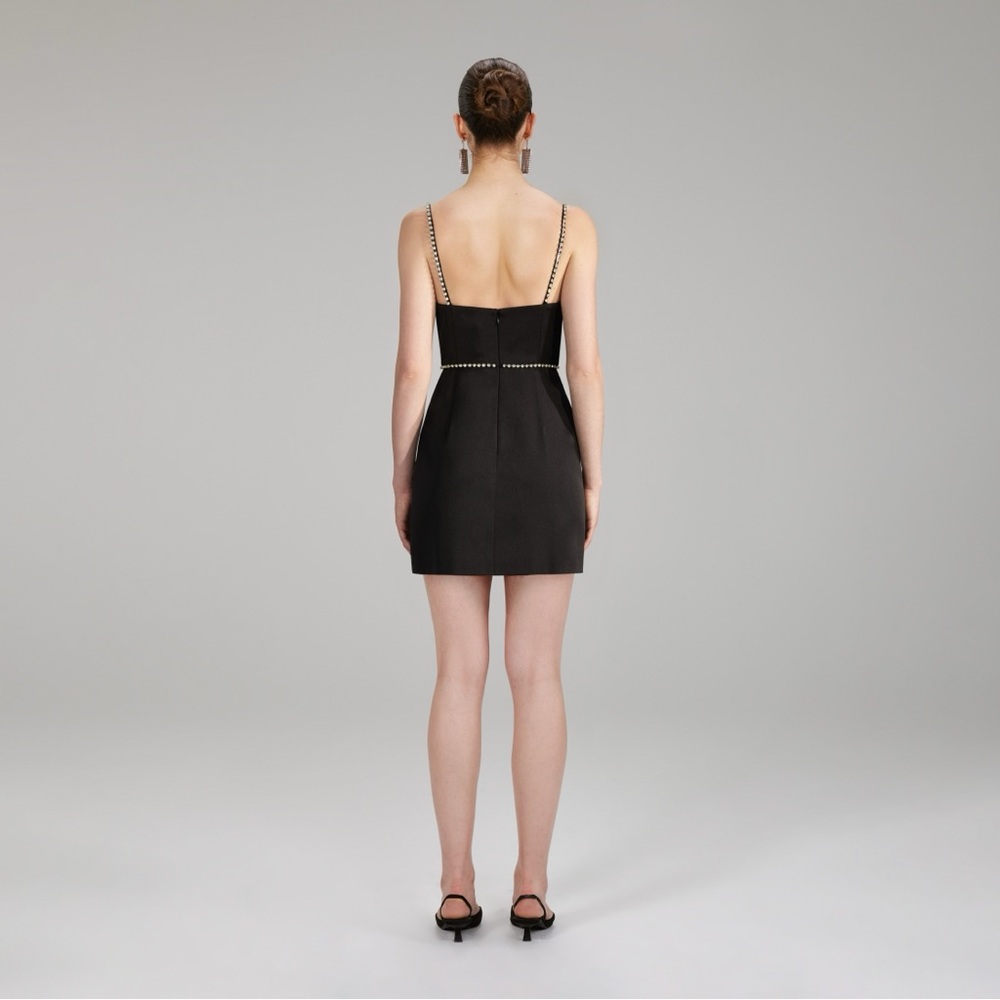 Self-Portrait black bonded satin mini dress - Picture 2 of 8
